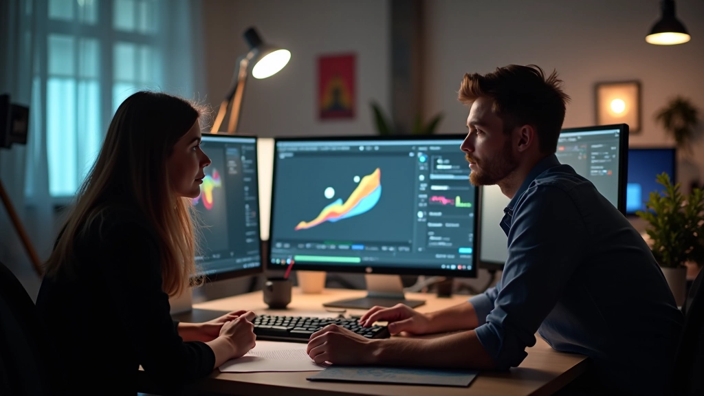 Studio di produzione video con team che lavora su animazioni motion graphics professionali