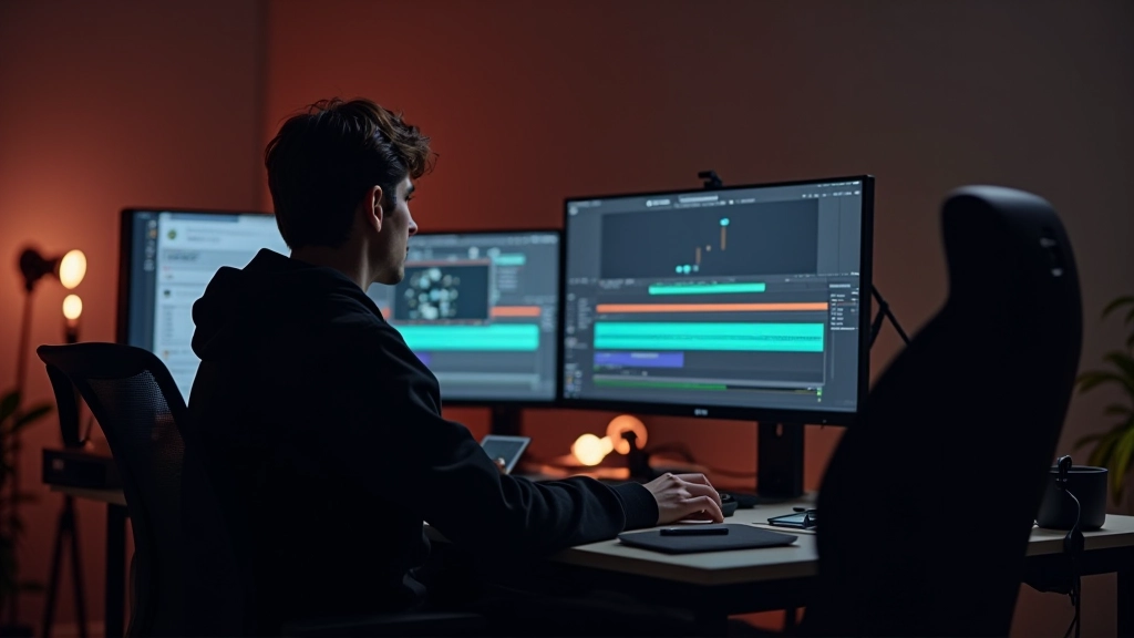 Schermo di montaggio video con timeline mostrando keyframe di animazione sincronizzati con traccia audio