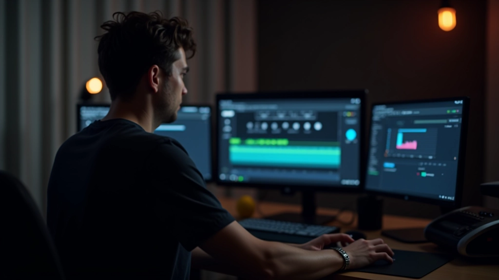 Schermata di un software di editing video con timeline, tracce audio e tracce di animazione