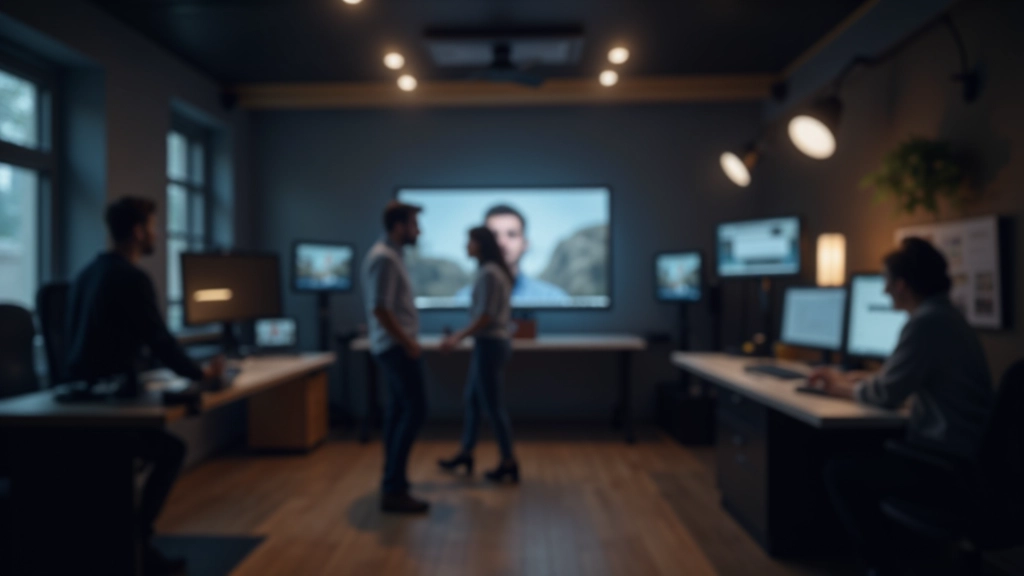 Studio di produzione video con attrezzature professionali e monitor